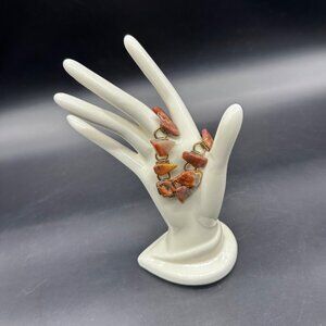 Vintage Red Orange Stone Bracelet Chain Western Chunky Southwestern Boho Retro